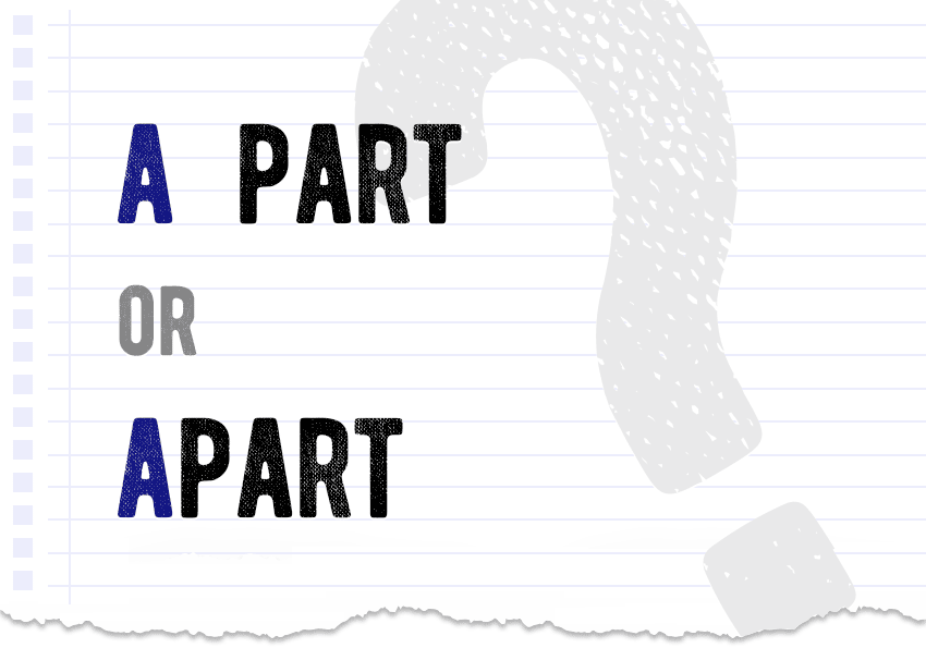 A part or apart? Which form is correct meaning definition correct form examples Correctme.org